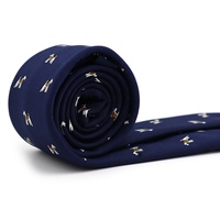 Cravate en soie personnalisée pour homme, motif animaux adorables, chiens fidèles et mignons, bleu marine, coupe slim et étroite