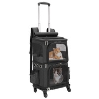 Poussette pour chat avec porte-bébé sur roues, deux animaux de compagnie, sacs séparés, double couche, sac à dos portable, grande capacité, chariot pour chiot