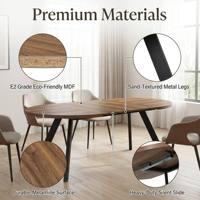 Table à manger extensible en MDF mélaminé avec pieds en métal texturé noir, haute capacité de charge, fabricant en gros