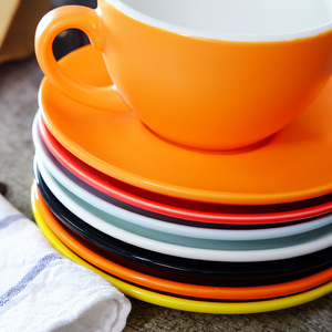 OEM Ceramic Coffee Cups 3/5/8/10/12oz Durability Colorful Matte Glossy Cappuccino <strong>Latte</strong> Espresso <strong>Mugs</strong> with Saucer Set Dish Spoon - Product Image 4