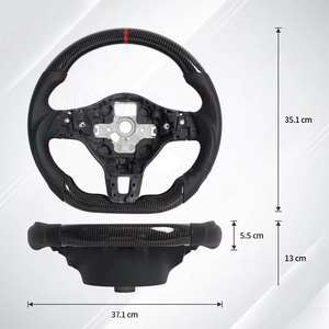Volant en fibre de carbone pour Volkswagen <span class=keywords><strong>VW</strong></span> Golf 6 MK6 GTI GTD R 2009-2013 Polo Tiguan Passat R-Line Volant de course en cuir - Product Image 3