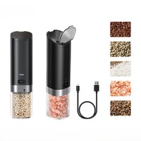 Rechargeable Gravity Electric Salt and Pepper Grinder Set Stainless Steel Spice Mill with Adjustable Coarseness & Dust Cover