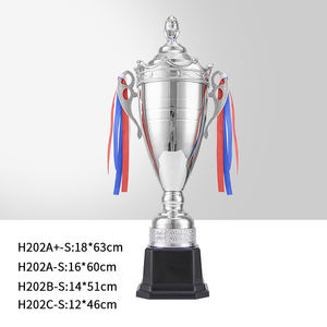 Trophées géants en argent plaqué populaires en Amérique et en Europe, base surélevée, trophée de champion sportif moderne, trophée de football, trophée en métal - Product Image 1