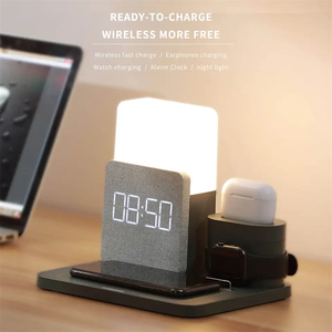 Cho Amazon Tốt Nhất Người Bán W01 10W Nhanh Chóng Sạc Không Dây 3-Trong-1 Đêm Đèn Kỹ Thuật Số Đồng Hồ Báo Thức Tai Nghe Microphone Hàng Đầu Điện Thoại Di Động - Product Image 5