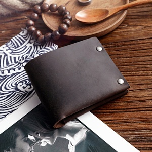 Vintage Handmade Luxury Women's Short Wallet Genuine Leather Top Layer Horizontal Crazy Horse Button Fold Open Portable Daily - Product Image 3