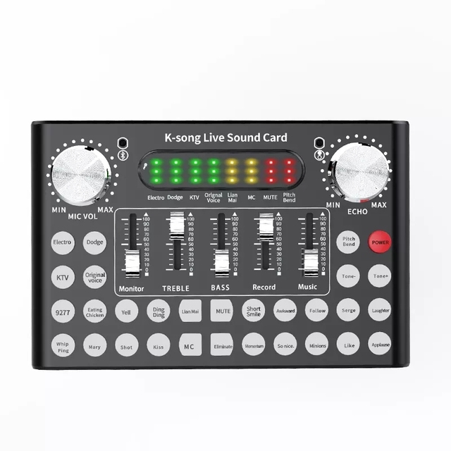 F007 High Quality Audio Sound Cards Mixers External USB Microphone Family K-song Live Sound Card