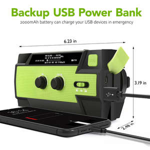 Radio météo solaire étanche avec lampe de poche dynamo et fonction radio Internet MD-090P, haut-parleur portable d'urgence AM FM - Product Image 5