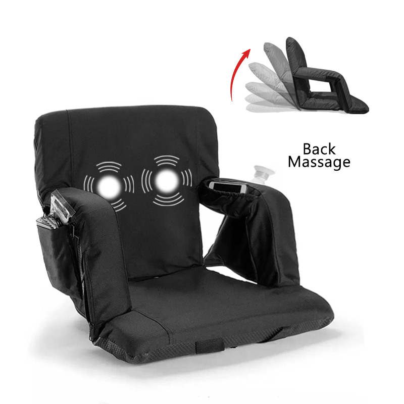 VIVOHOME 2 Pack Stadium Seats With Back Support | Portable Bleacher Chair With Cushion, Cup Holder, Shoulder Strap - Black