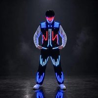 Ensemble veste et pantalon lumineux à LED programmables RGB, lunettes lumineuses, vêtements de scène unisexes, tenue de danse, DJ, festival, fête