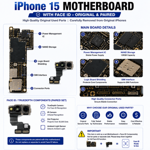 เมนบอร์ดแท้ปลดล็อคพร้อมชิ้นส่วน Face ID <span class=keywords><strong>TrueDepth</strong></span> สำหรับซ่อมโทรศัพท์มือถือ iPhone 15 - Product Image 3