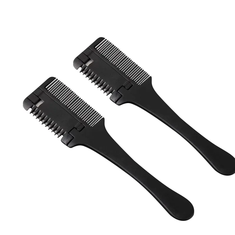 Pente de corte de cabelo com cabo preto, escovas de barbear com lâminas de barbear, aparador de corte e desbaste, ferramentas DIY para salão de cabeleireiro, produtos de barbeiro, 1 unidade