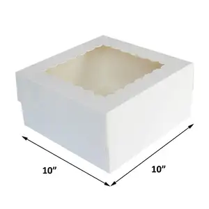 De gros gâteau de carton-8 boîtes à gâteaux rondes 10x10x5, avec fenêtre et 10 pouces, boîtes en carton pour pâtisserie, gâteaux