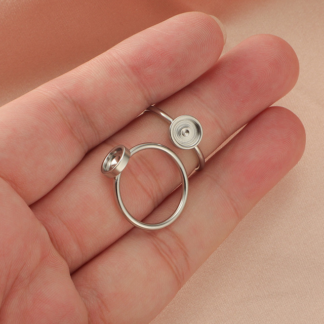 High Quality Stainless Steel Ring Tray Inner Diameter 17mm with Blank Round Bezel Base for DIY Ring Making Kit Accessories