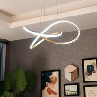 Lampe Led suspendue moderne en aluminium et métal, composé d'anneaux lumineux, luminaire décoratif d'intérieur, idéal pour un salon ou une salle à manger