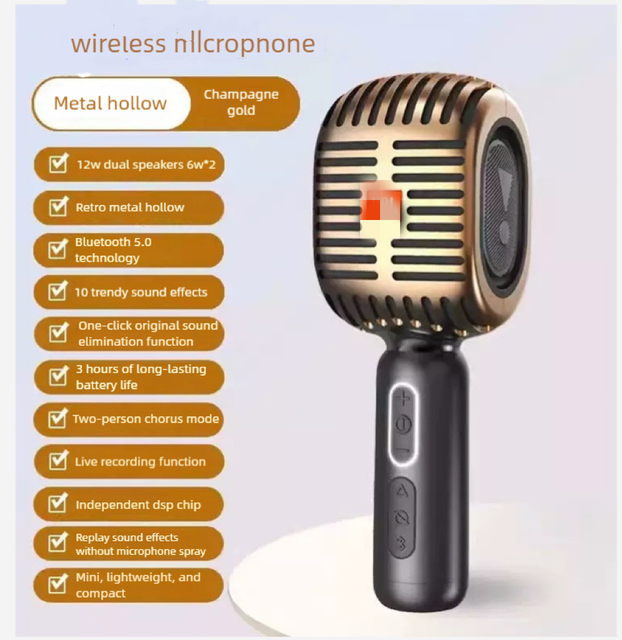 Wireless Microphone, Play Wireless Mic Noise Reduction Mini Microphone for Video Recording Interview Podcast Vlog YouTube Tiktok