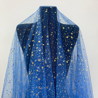 Personnalisation de la reliure et de l'emballage PL, Tulle à étoiles dorées 3D, Maille transparente multi-fils pour tutus d'enfants, Tenues de fête, Chemins de table et Toiles de fond