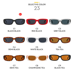Gafas de Sol de moda Retro Vintage <span class=keywords><strong>90s</strong></span> UV400 para mujer, bisagra de plástico rectangular pequeña con marcos cuadrados transparentes azules y rojos - Product Image 2