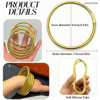 Lot de 7 bracelets Jonc bouddhistes JB-011 en silicone scintillant léger et mignon pour femmes et jeunes filles, cadeau, Chine continentale
