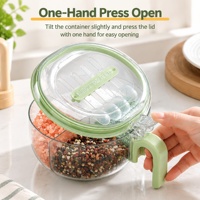 Boîte à épices 4 compartiments avec couvercle transparent – Pot à sel, poivre, poudre de piment, sucre – Rangement pour condiments