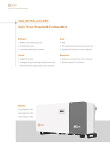 Système solaire photovoltaïque triphasé haute efficacité SOLIS-75K-LV-5G-PRO 75 kW basse tension 220 V raccordé au réseau SOLIS-75K-LV-5G-PRO SOLIS-75K - Product Image 6