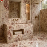 Grande dalle de marbre rose Picasso naturel pour mur, sol, salon, chambre, salle de bain, évier, cuisine, comptoir de bar, escalier