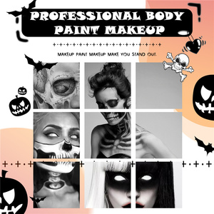 Kit de <span class=keywords><strong>Pintura</strong></span> Facial EELHOE, Profesional, Resistente al Agua, de Grado Cosmético, <span class=keywords><strong>Pintura</strong></span> Facial y Corporal Negra y Blanca, Maquillaje de Vampiro, Zombi y <span class=keywords><strong>Calavera</strong></span> - Product Image 5