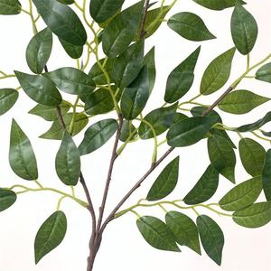 Venta al por mayor de hojas verdes artificiales, hojas de <span class=keywords><strong>Olmo</strong></span>, hojas de baniano francés, ramas, decoración de boda para el hogar - Product Image 2