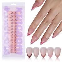 Vente en gros de 150 pièces de faux ongles en gel souple pré-appliqués, portables, courts, design nude français, à presser, pour manucure DIY, salon