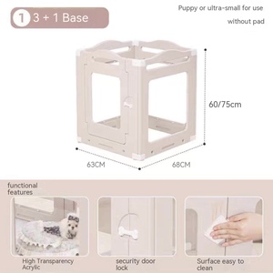 Clôture pour animaux de compagnie en panneaux transparents HDPE + acrylique, clôture pour animaux de compagnie avec roulettes, verrouillage en forme d'os, convient aux chiens de petite et moyenne taille - Product Image 1
