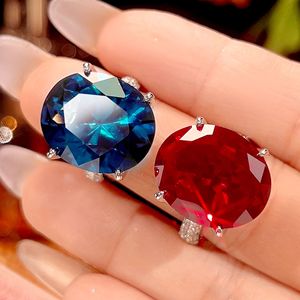 Tu Oval cut 15*18mm Cubic Zirconia <b>Rings</b> Four Claws Set <b>Adjustable</b> Copper White Gold Plated Imitation Gemstone Jewelry Women - Product Image 1