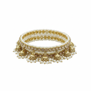 <b>Gold</b> Plated Crystal Stone and Pearl Bracelet <b>Set</b> Elegant and Stylish <b>Bangles</b> Jewelry for Women Wedding and Party Wear - Product Image 2