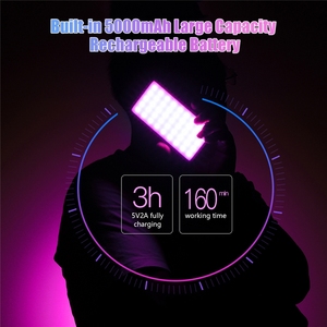 Lampe <span class=keywords><strong>LED</strong></span> RVB portable Yn135 pour photographie et vlogging, température de couleur réglable, charge 5V, luminosité 12W, mini éclairage d'appoint - Product Image 3
