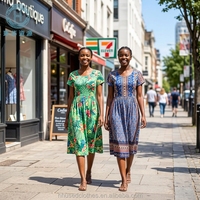 Robes d'été florales d'occasion pour femmes HHRT, robes longues et mi-longues de seconde main de qualité A, vente en gros de vêtements usagés en balles pour femmes