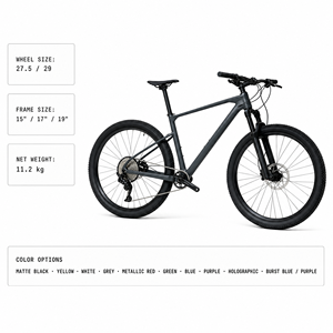 Vélo de montagne à cadre en carbone 27,5 29 pouces, 12 vitesses, frein à disque hydraulique, fourche à suspension pneumatique, axe traversant Boost, vélo de montagne pour adultes - Product Image 2