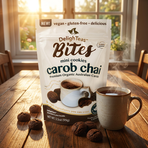 Sachet refermable personnalisé pour biscuits au <span class=keywords><strong>caroube</strong></span> et au chai, végétalien et sans gluten, sac refermable biologique pour l'emballage de mini-collations saines - Product Image 2