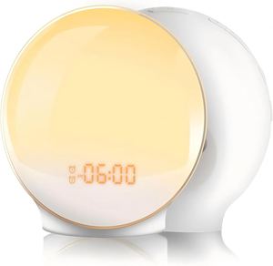 Smart Minimalist Wake up Light LED Alarm <b>Clock</b> for Kids Adults Plastic Body Warm <b>White</b> Shade Sunrise Simulation 7 Nature Sounds - Product Image 1