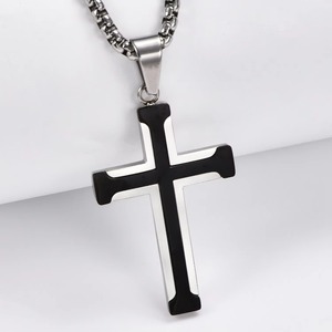 Collar con colgante de cruz, collar de acero inoxidable con dijes religiosos de oración para hombres y mujeres, regalo de joyería - Product Image 6