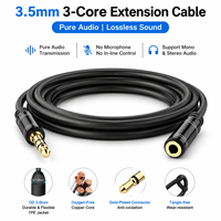 3,5mm Audio-Verlängerungskabel 3/4-adrig Stecker-Buchse Stereo-Aux-Kabel Vergoldete Anschlüsse für Kopfhörer Lautsprecher Projektor Mikrofon