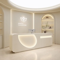 Comptoir de réception minimaliste moderne style Wabi-Sabi avec rangement pour salons de beauté, magasins de vêtements, petites boutiques - MDF