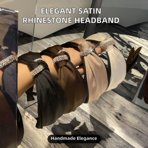 Diadema de Poliéster Satinado de Color Sólido, Elegante, Hecha a Mano, Estilo Europeo Americano, para Mujeres y Niñas, Uso Diario, Moda - Product Image 2
