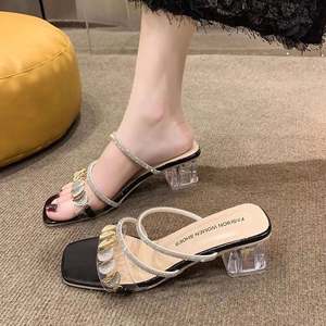 BaiHu Lady's French Style <b>Open</b> <b>Toe</b> <b>Platform</b> Mid <b>Heel</b> Thick Rubber Sole Wedge Shoes Stretch Fabric Pu Upper for Spring/Summer - Product Image 6