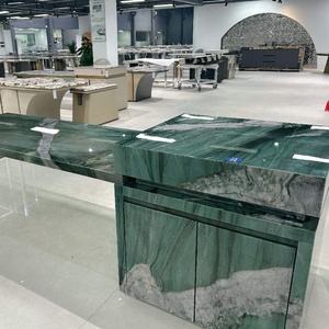 Lussuoso Tavolo <span class=keywords><strong>da</strong></span> Bar Regolabile in Metallo con Smeraldo Bada, Arredamento in Pietra di Alta Gamma Personalizzato per Ville, OEM di Luca - Product Image 2