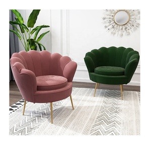 Sofá Individual Moderno de Lazer para Sala de Estar em Estilo Nórdico, Móvel Cadeira de Acento em Veludo com Flores e Estrutura Metálica, Poltrona em Veludo Floral Atacado - Product Image 5