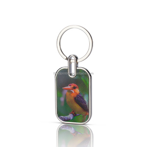 พวงกุญแจโลหะพิมพ์ลายตามสั่ง พร้อมจี้รูปสัตว์/นกทรงสี่เหลี่ยม - Product Image 1