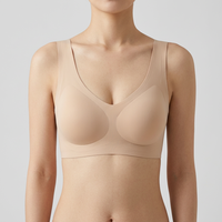 Soutien-gorge en dentelle sans couture, sans armatures, respirant, en tissu doux pour peau de bébé, avec léger effet push-up, bonnets 3/4, décolleté en V profond, maintien naturel, taille 5