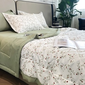 <span class=keywords><strong>Trapunta</strong></span> moderna e semplice stampata fresca per l'estate in lino di <span class=keywords><strong>cotone</strong></span> lavato a doppio strato Set di quattro pezzi per la pelle - Product Image 3