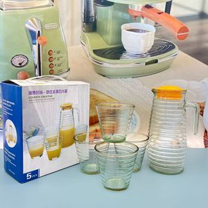 Prix de gros : Ensemble de 5 pièces en verre à rayures, comprenant <span class=keywords><strong>pichet</strong></span> à eau, verres et distributeur de jus, ainsi que des mugs à bière - Product Image 3