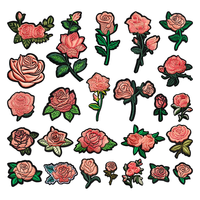 Patch brodé en tissu pour broderie informatique Rose Flower Boutique, pour accessoires vestimentaires spéciaux transfrontaliers, vente en gros