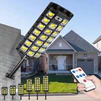 Lampe Solaire de Rue Super Lumineuse, Lampe de Jardin Solaire Murale à Télécommande avec Détecteur de Mouvement pour Extérieur