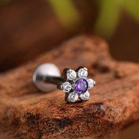 Milky Way Bijoux de piercing mignons pour enfants en Titane ASTM F136 16G, Piercings de nez en forme de fleur, Anneaux cochléaires, Clous d'oreille pour cartilage et hélix